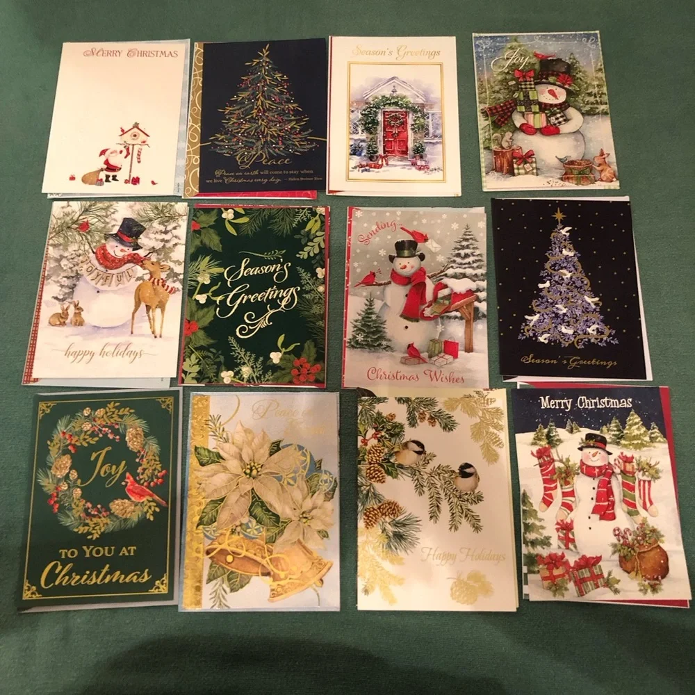 Greeting cards Christmas paper bundle 20 envelopes secular religious holiday lot
